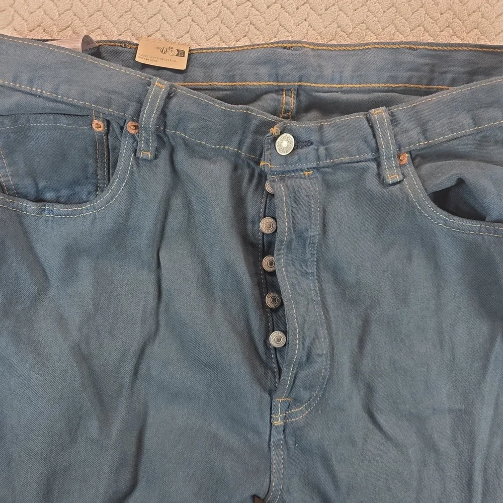 Levis 501 Original Fit Stretch Jeans Mens 40x30 Blue Gray Button Fly 00501-0115
